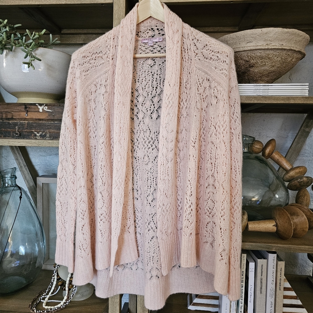 Calypso St. Barth 100% Cashmere Lace Knit Cardigan Sweater | XS